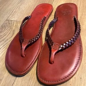 Thai Tum Leather Braided Flip Flops -Size 41/US Size 10